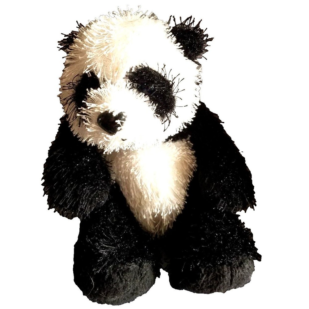 GANZ Lil Kinz Panda Stuffed Animal Plush Black White Hairy HS111 No Code